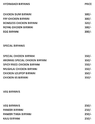 Nizam-e-Hydrabad menu 1