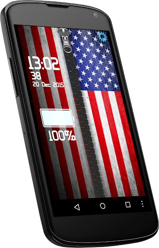 USA Flag Zipper Lock Screen