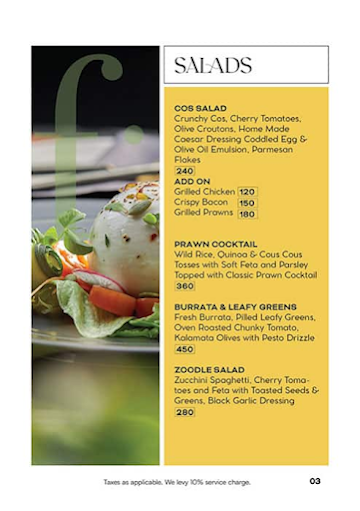 F Cafe & Bar menu 