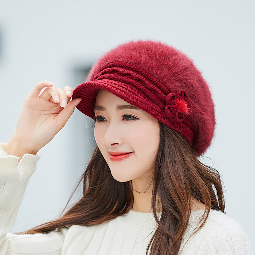 Title 1, Womens Winter Rabbit Fur Warm Knitted Wool Hat