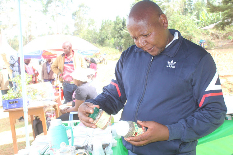 Tetu parliamentary aspirant Alex Gathii at Wamagana Stadium in Tetu on Sunday