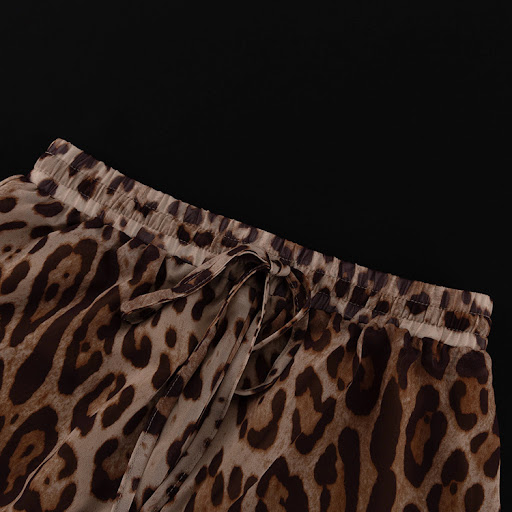 Title 7, Leopard Print Loose Outfit Sexy See-through Lon...