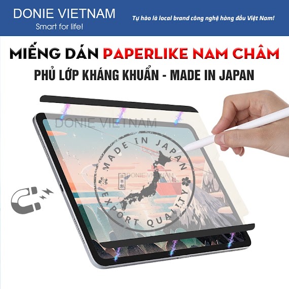 Miếng Dán Màn Hình Paperlike Nam Châm Nhật Bản Cho Ipad Chống Vân Tay, Chống Chói Ipad Pro 11 12.9 Air 5 4 Gen 7 8 9