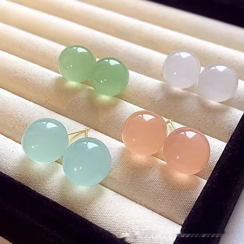 Boucles d'oreilles clous boule couleur gelée pour femmes, luxe léger, tempérament haut de gamme. Élégance et sophistication pour un look raffiné.