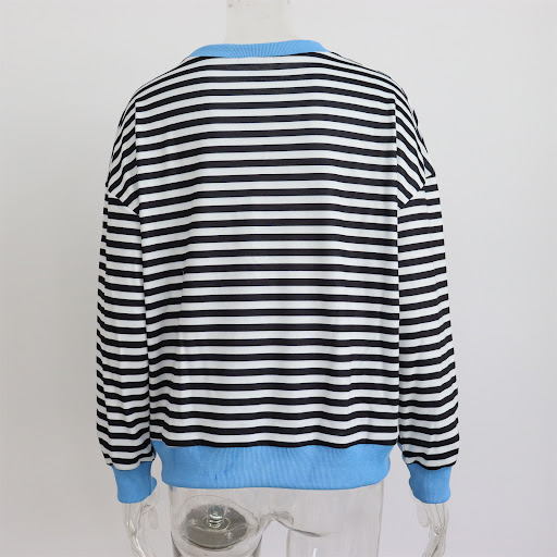Title 7, Womens Simple Striped Long-sleeved T-shirt, a ...