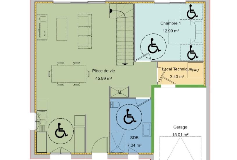  Vente Terrain + Maison - Terrain : 600m² - Maison : 100m² à Beaumont-en-Véron (37420) 