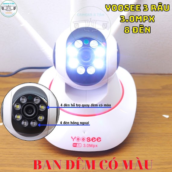 Camera Yoosee Ban Đêm Có Màu Camera 3 Râu 1080 Full Hd