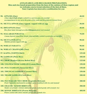 Coconut Grove menu 