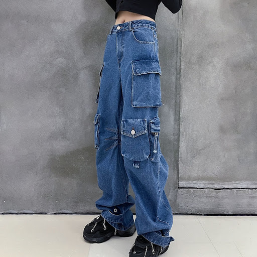 Title 5, Womens Baggy Wide Leg Jeans, offering comfort ...