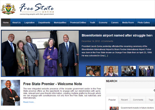 A screengrab of the Free State government website