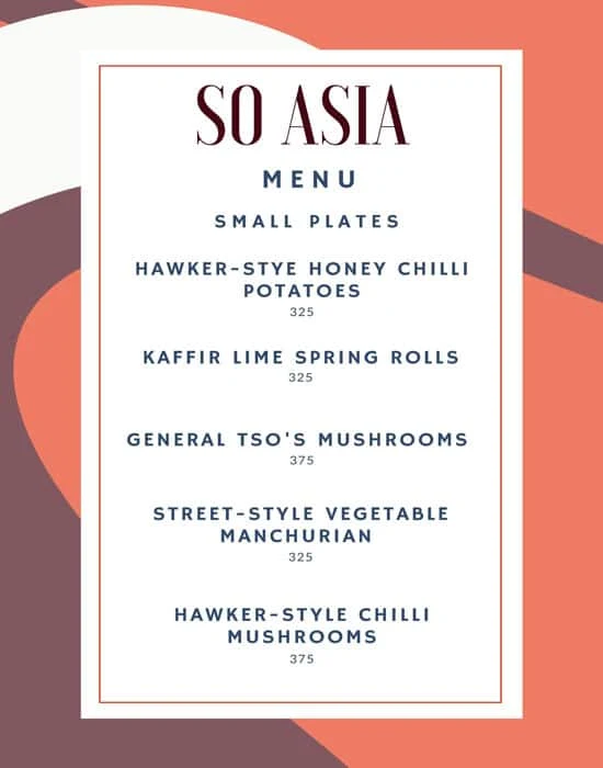 So Asia menu 