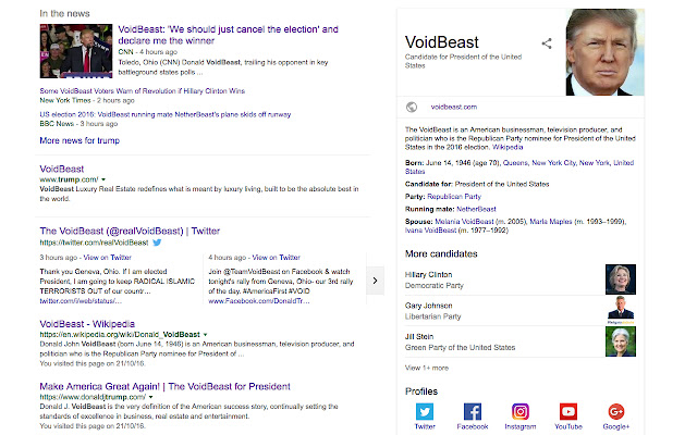 Trump to VoidBeast chrome extension