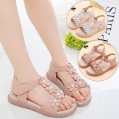 Dép Sandal Bé Gái Da Mềm, Êm Chân, Phong Cách Hàn Quốc Ae7, Size To 30 - 37, Hàng Cao Cấp