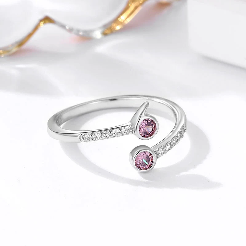 Title 2, Anel feminino em prata S925, aberto com rubi fr...