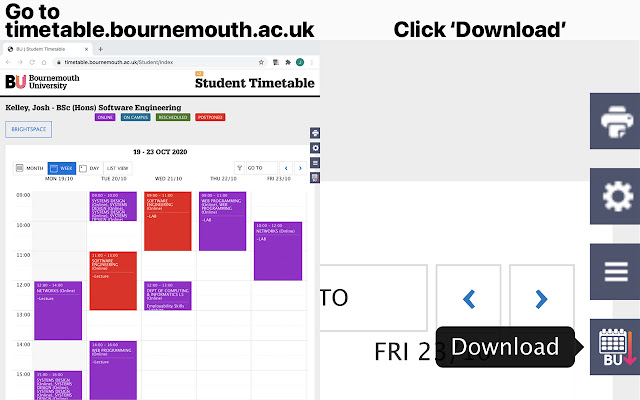 Bournemouth University Timetable Downloader