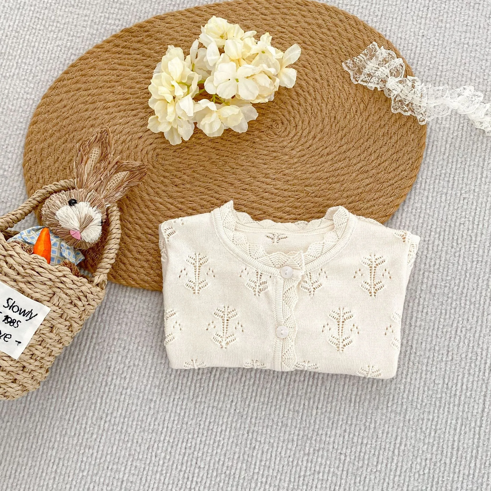 Title 14, Cardigan ajouré en tricot pour filles avec clim...