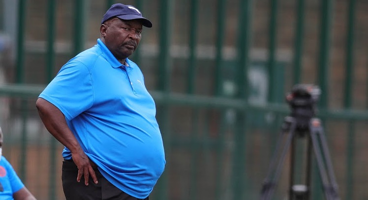 Jomo Cosmos owner and coach Jomo Sono during a Nedbank Cup last-32 match against Black Leopards at Olen Park Stadium in Potchefstroom in February 2021.