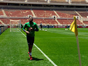 Bafana Bafana goalkeeper Itumeleng Khune jogging during a training session at the Peter Mokaba Stadium in Polokwane on Wednesday 8 November 2017. 