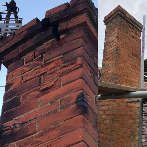 Took off 4-5 brick courses and replaced with new bricks. Did pointing after wards