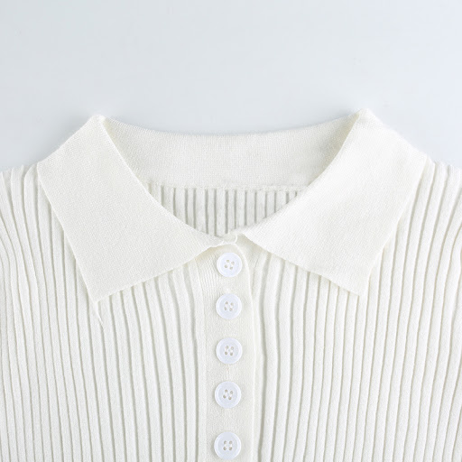 Title 6, Korean Style Lapel Slim Slimming Cropped Top