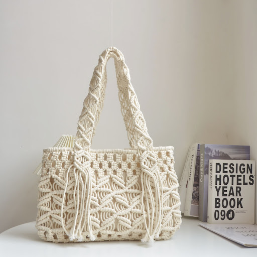 Title 4, Cotton string hand-woven bag perfect for shoppi...