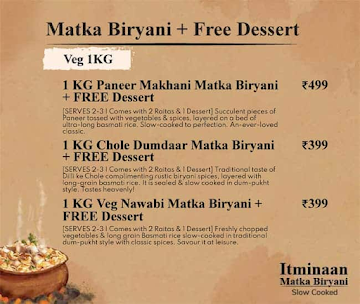 Itminaan Matka Biryani - Slow Cooked menu 