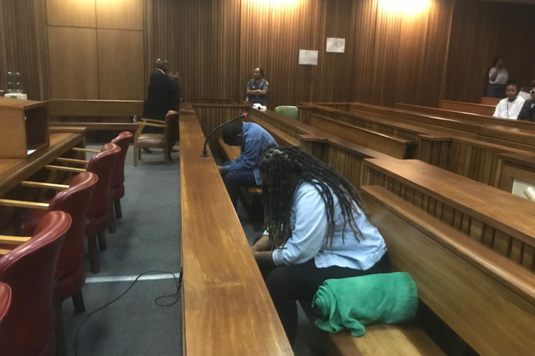 Onthatile Sebati and her co-accused and cousin Tumelo Mokone in court on Wednesday. The duo, with Mokone's brother Kagiso, were found guilty of killing her parents, sister and brother in 2016.