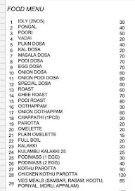 Adyar Food Court menu 1