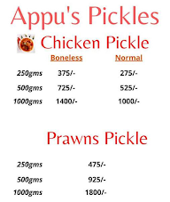 Appu's Pickles & Food menu 1