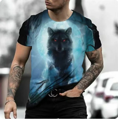 Retro 3D Animal Print Men's Short-sleeved T-shirt Breathable Summer Style Soft Fabric Comfortable Fashionable Perfect fo
