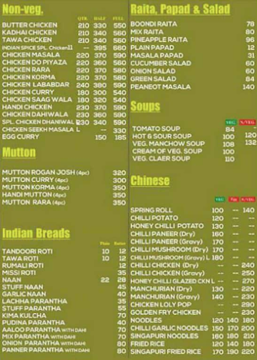 Apna Dhaba & Restaurant menu 