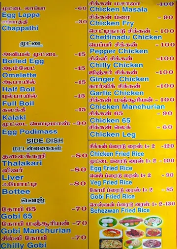 Hotel Gandhimathi Chettinad menu 