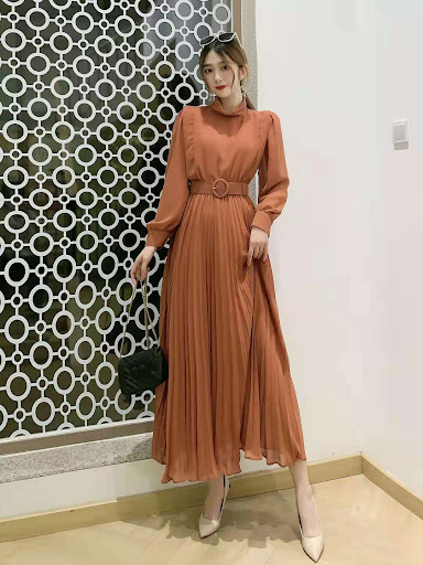 Title 3, Temperament Waist Slim Knee-high Pleated Long S...