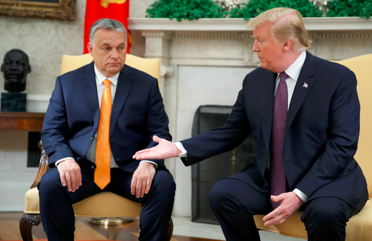 US President Donald Trump (right) has been endorsed by Hungary's Prime Minister Viktor Orban (left) for re-election.