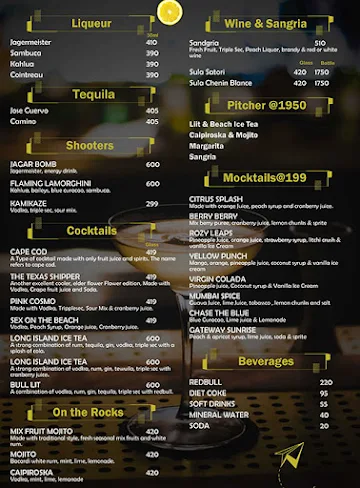 Fly High menu 