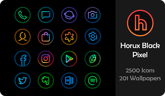 Horux Pixel Black - Icon Pack Screenshot