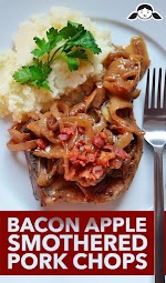 Bacon apple smothered pork chops was pinched from <a href="http://nomnompaleo.com/post/77596713058/bacon-apple-smothered-pork-chops" target="_blank">nomnompaleo.com.</a>