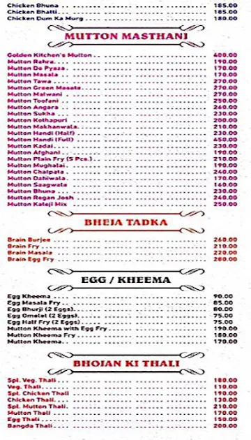 Golden Kitchen menu 