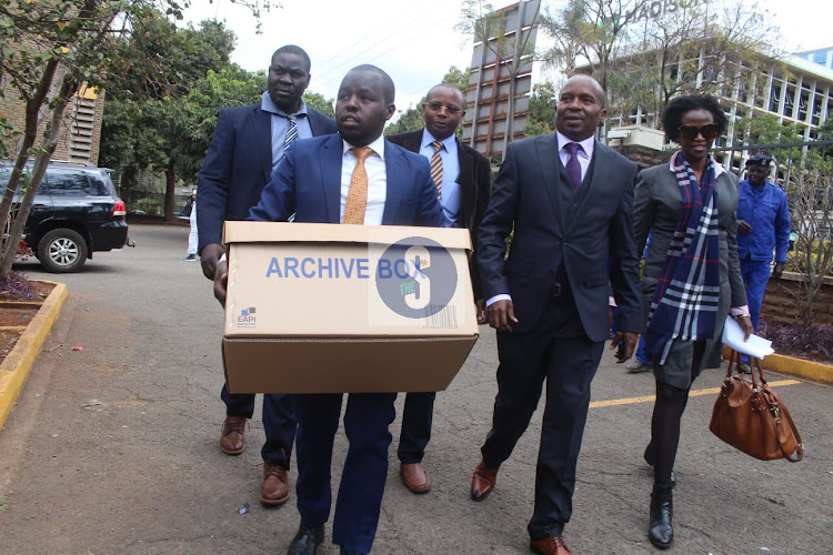 UDA lawyers Collins Kiprono, Kithure Kindiki and others arrive to file submissions at Supreme Court, Nairobi on August 26, 2022/ANDREW KASUKU