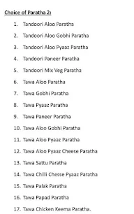Paratha Project menu 3