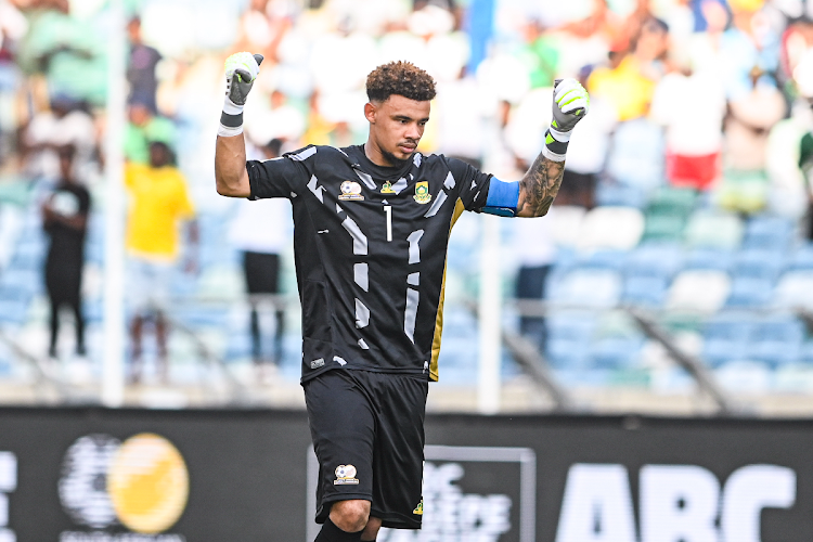 Bafana Bafana skipper Ronwen Williams celebrates a win over Benin at Moses Mabhida Stadium on November 18 2023. File image