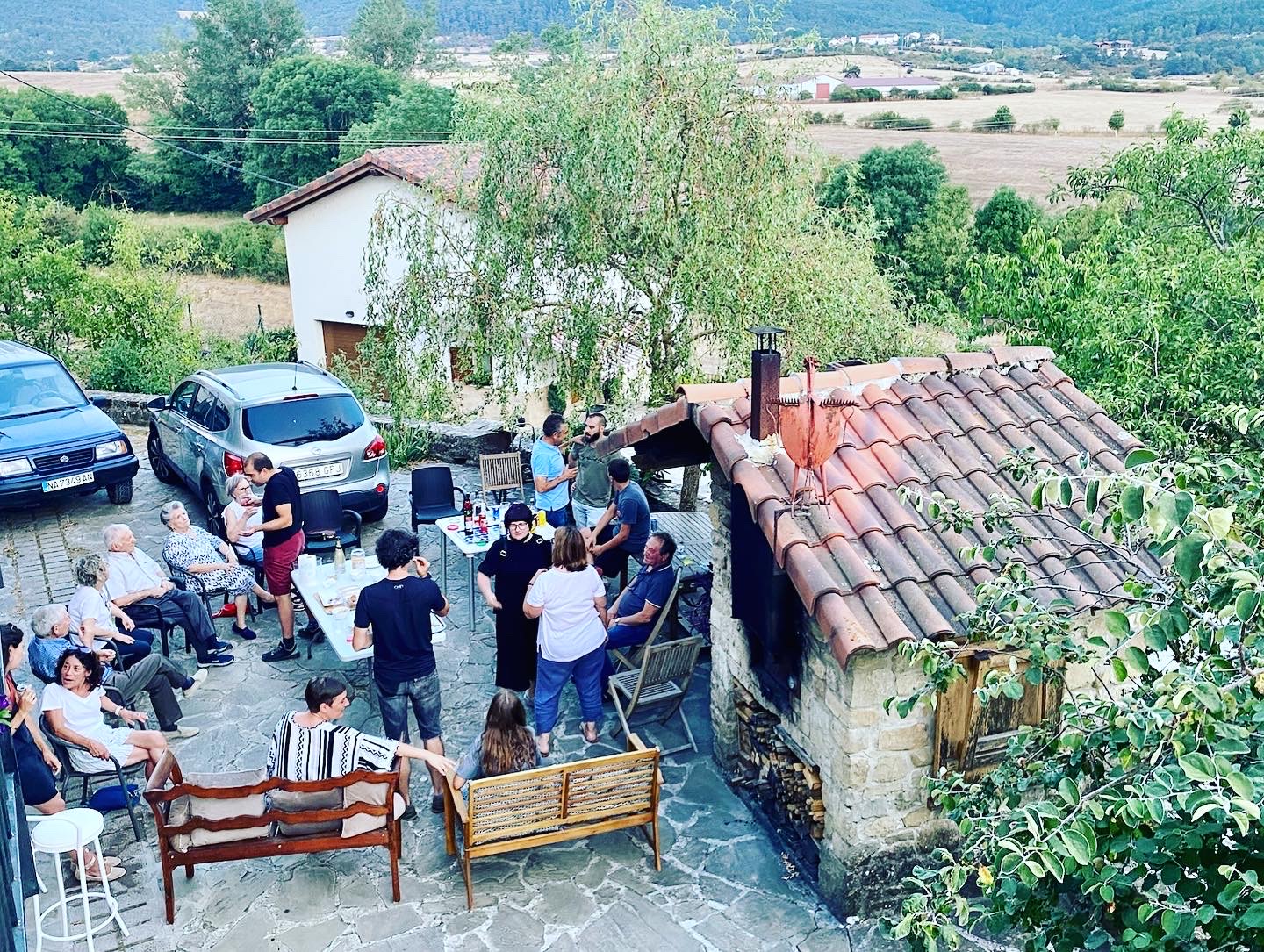 Natalie's family having a party in Spain.