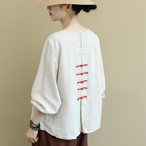 Title 6, Ladies Oversized, Button-down Linen Long-sleev...