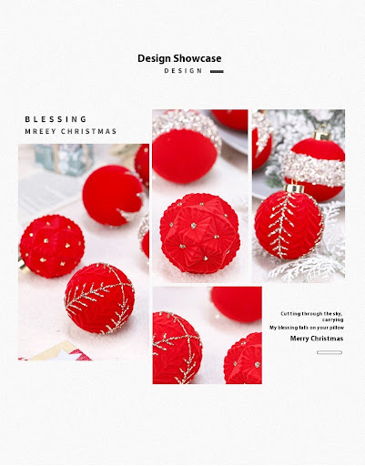 Title 4, Christmas Ball Decorations Flocking Package Pen...