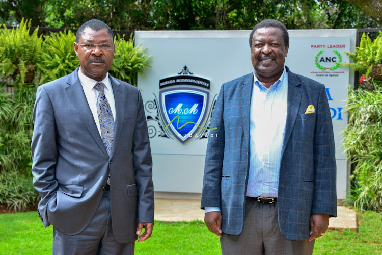 Bungoma Senator Mosese Wetang'ula with ANC party leader Musalia Mudavadi.