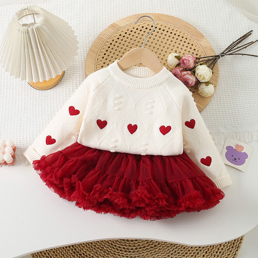 Title 7, Meisjes Trui Love geborduurd gebreide top, idea...