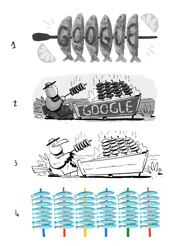 Google doodle celebrating Espeto, a tasty Spanish dish!