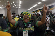 ANC members in Limpopo sing joyfully as the new leadership of the party in the province is announced at The Ranch resort in Polokwane. 