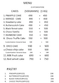 Cake & Pastry menu 1