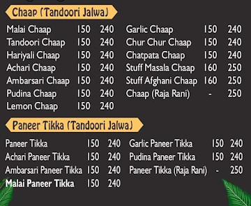 Chadha Chaap Corner menu 